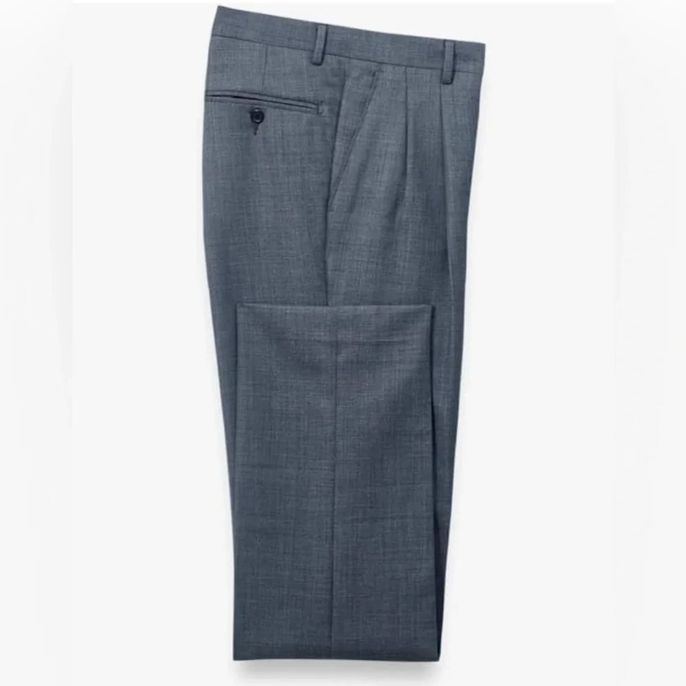 Paul Fredrick blue sharkskin wool dress pants 40x26 - Picture 2 of 4